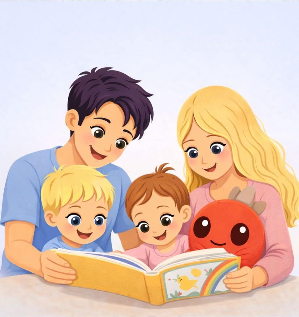 Šeima mokosi kartu iš čikių veiklų dėžutės