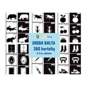 JUODA-BALTA lavinamosios kortelės, mokymosi korteles vaikams