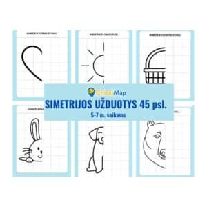 Simetrijos užduotys vaikams mokytis- formų, kūrybos, figūrų PDF