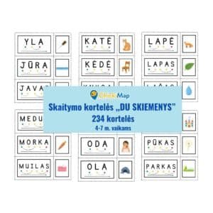 Skaitymo kortelės vaikams, palengvinti mokytis skaityti PDF